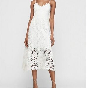 Express White Lace Midi Dress